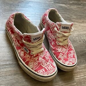 Vans Kids Red and White Logo Sneakers